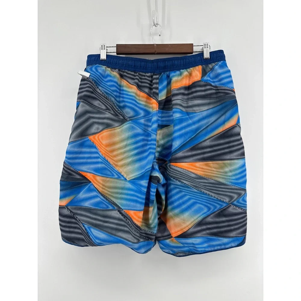 Nike Swim Board Shorts Mens Multicolor Geometric Drawstring Surfing Beach L